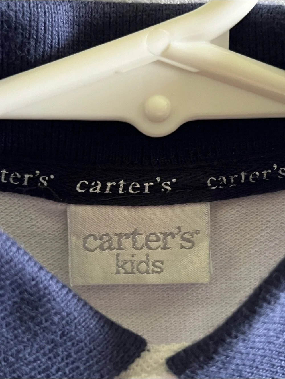 Carter's Navy and White Baby Polo Bodysuit with Light Blue Accents